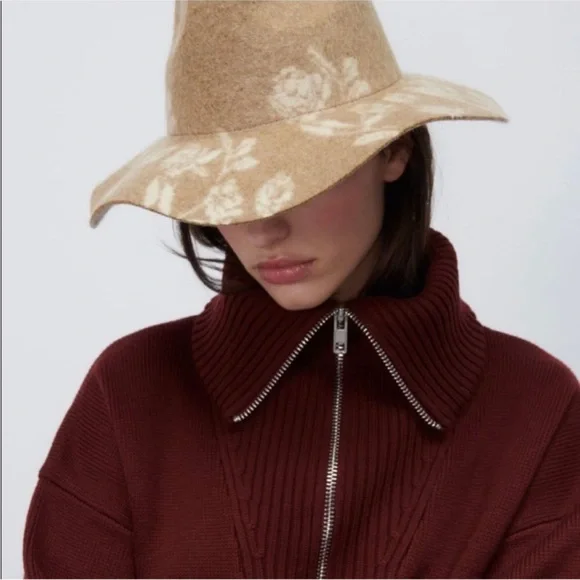 Zara Brown Wool Blend Hat - Picture 2 of 4